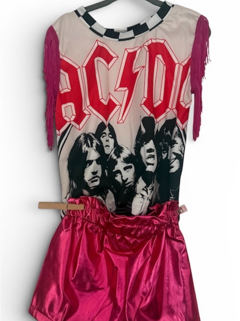 AC/DC Hot Pink Fringe Rock Band Kids Set